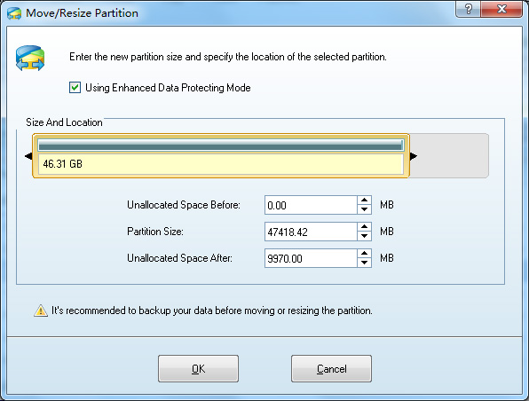 Move/Resize Partition